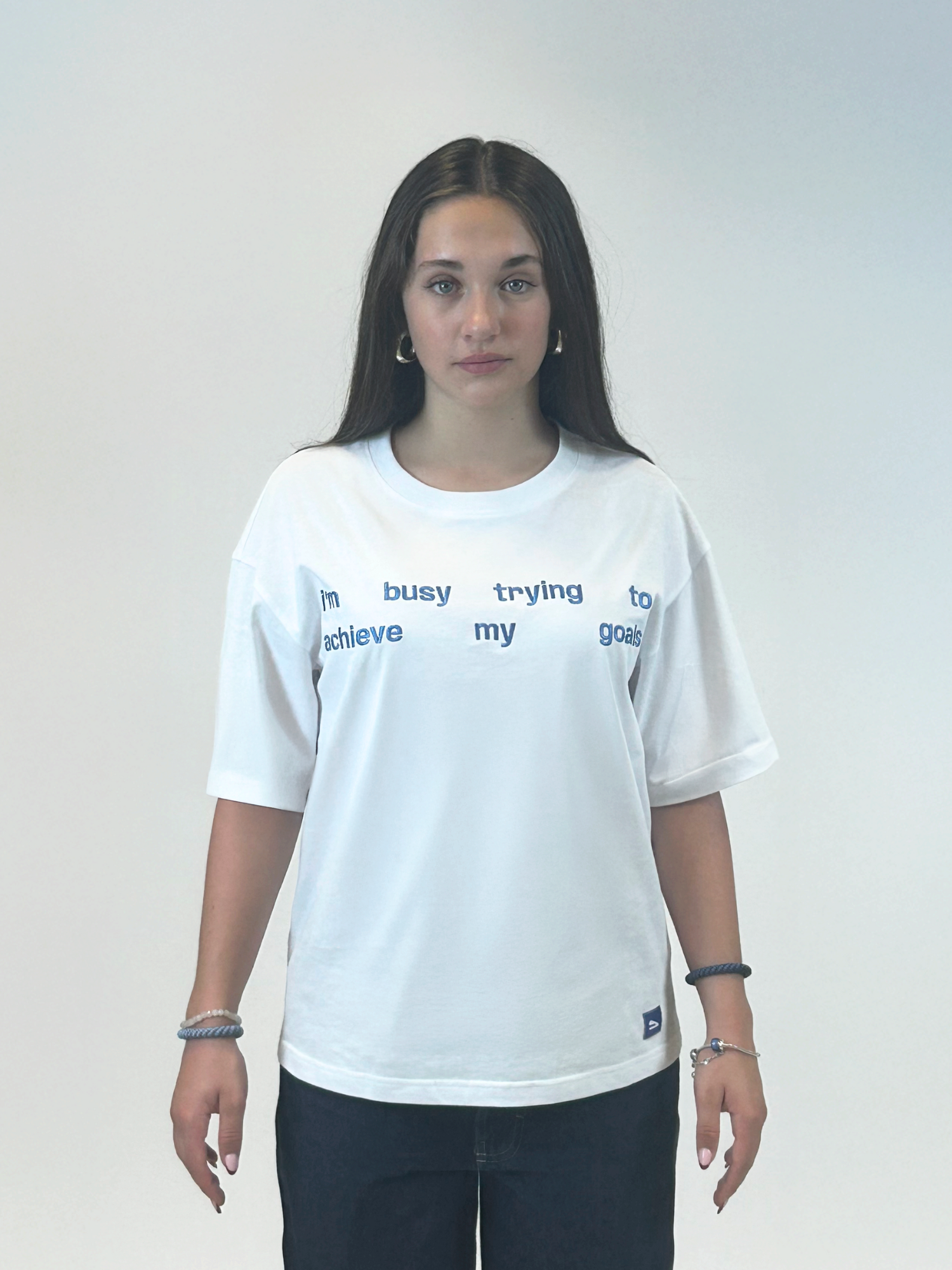 White Shirt with Embroidery – Minimalistic & Motivated