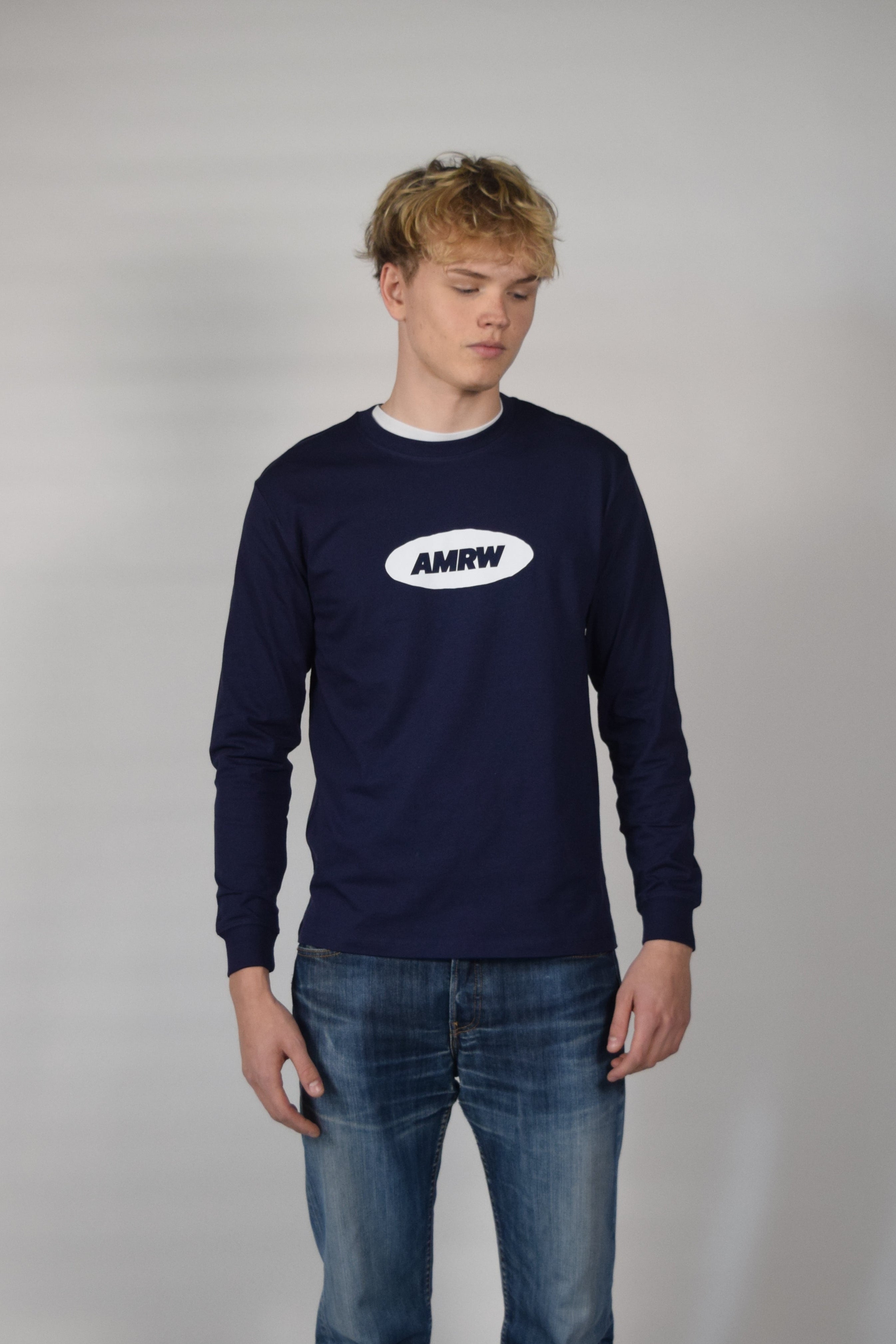 Longsleeve navy blue Schriftzug